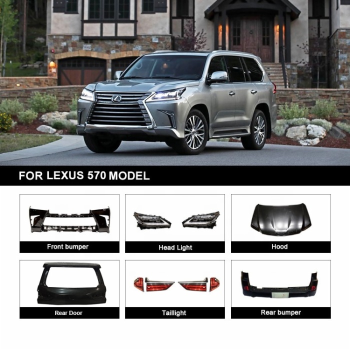 upgrade facelift front&rear bumper headlight taillight grille and rear door body kit For 2018 LEXUS 570 LX570 Model